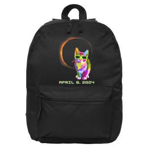 Solar Eclipse April 8 2024 Cat Wearing Eclipse Glasses 16 in Basic Backpack