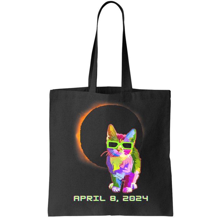 Solar Eclipse April 8 2024 Cat Wearing Eclipse Glasses Tote Bag