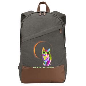 Solar Eclipse April 8 2024 Cat Wearing Eclipse Glasses Cotton Canvas Backpack