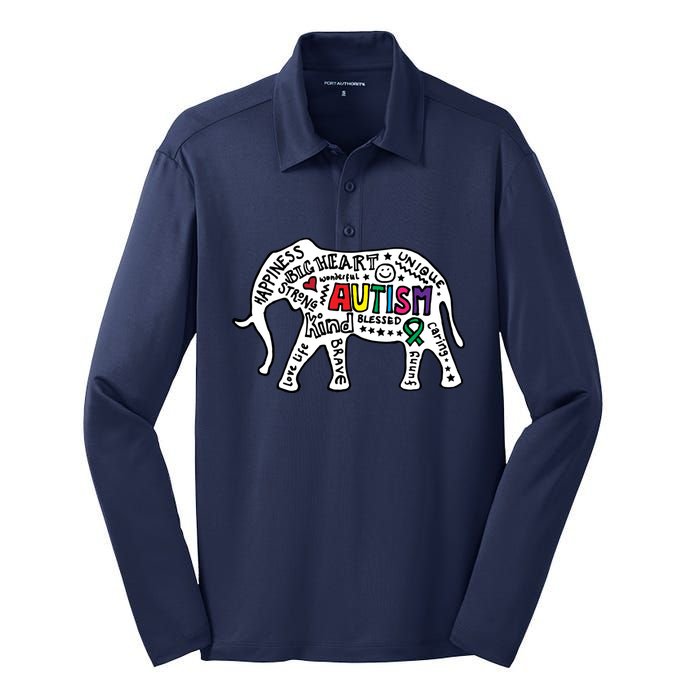 Strang Elephant Autism Awareness Silk Touch Performance Long Sleeve Polo