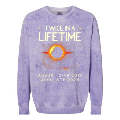 Solar Eclipse Astronomy Twice In Lifetime 2024 Solar Eclipse Colorblast Crewneck Sweatshirt