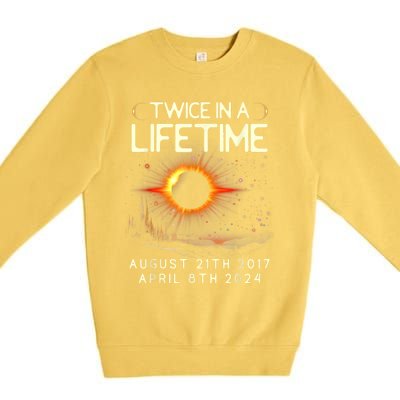 Solar Eclipse Astronomy Twice In Lifetime 2024 Solar Eclipse Premium Crewneck Sweatshirt