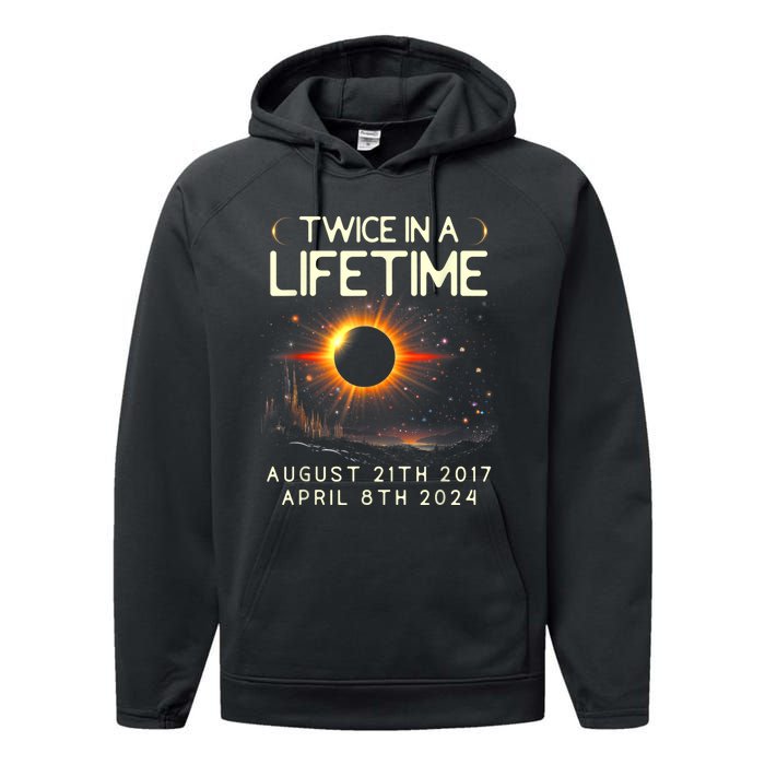 Solar Eclipse Astronomy Twice In Lifetime 2024 Solar Eclipse Performance Fleece Hoodie