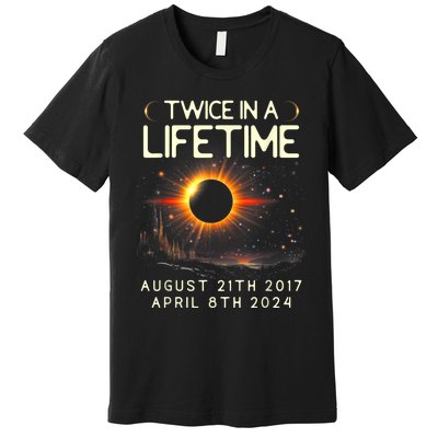 Solar Eclipse Astronomy Twice In Lifetime 2024 Solar Eclipse Premium T-Shirt