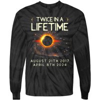 Solar Eclipse Astronomy Twice In Lifetime 2024 Solar Eclipse Tie-Dye Long Sleeve Shirt