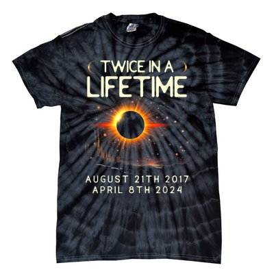 Solar Eclipse Astronomy Twice In Lifetime 2024 Solar Eclipse Tie-Dye T-Shirt