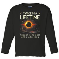 Solar Eclipse Astronomy Twice In Lifetime 2024 Solar Eclipse Toddler Long Sleeve Shirt