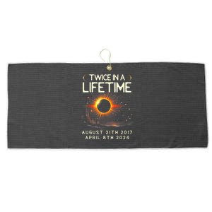 Solar Eclipse Astronomy Twice In Lifetime 2024 Solar Eclipse Large Microfiber Waffle Golf Towel