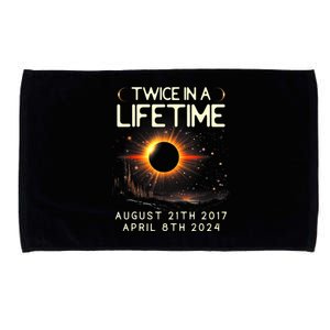 Solar Eclipse Astronomy Twice In Lifetime 2024 Solar Eclipse Microfiber Hand Towel