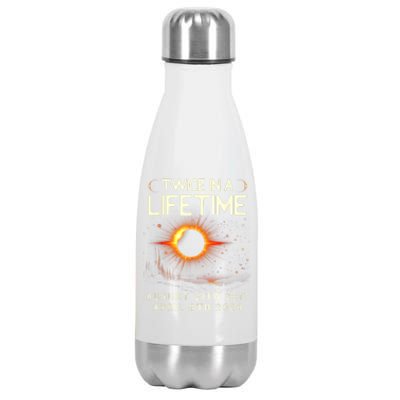 Solar Eclipse Astronomy Twice In Lifetime 2024 Solar Eclipse Stainless Steel Insulated Water Bottle