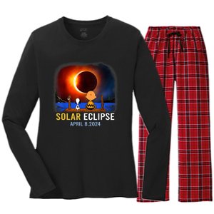 Solar Eclipse April 8 2024 Totality April 8 Women's Long Sleeve Flannel Pajama Set 