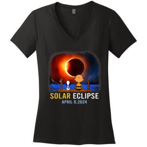 Solar Eclipse April 8 2024 Totality April 8 Women's V-Neck T-Shirt