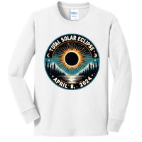 Solar Eclipse Astronomy Vintage 2024 Solar Eclipse Kids Long Sleeve Shirt