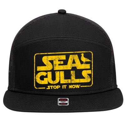 Seagulls Stop it Now 7 Panel Mesh Trucker Snapback Hat