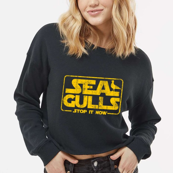 Seagulls Stop it Now Cropped Pullover Crew