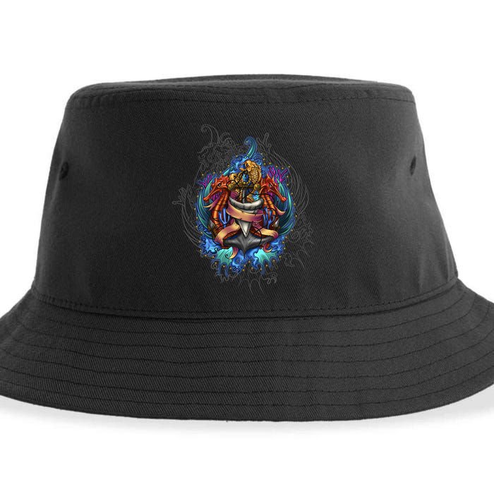 Seahorse Anchor Crest Sustainable Bucket Hat