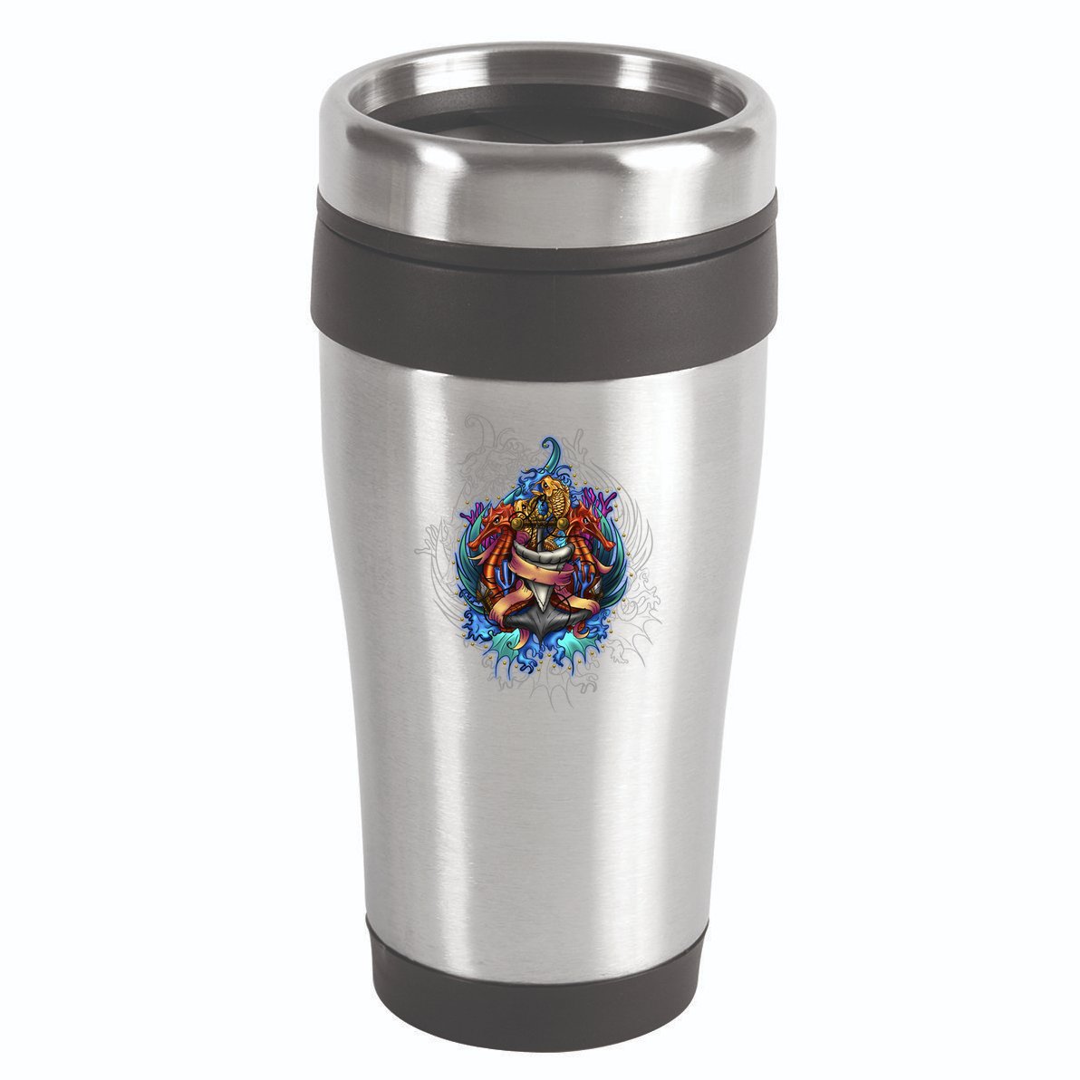 Seahorse Anchor Crest 16oz Travel Tumbler