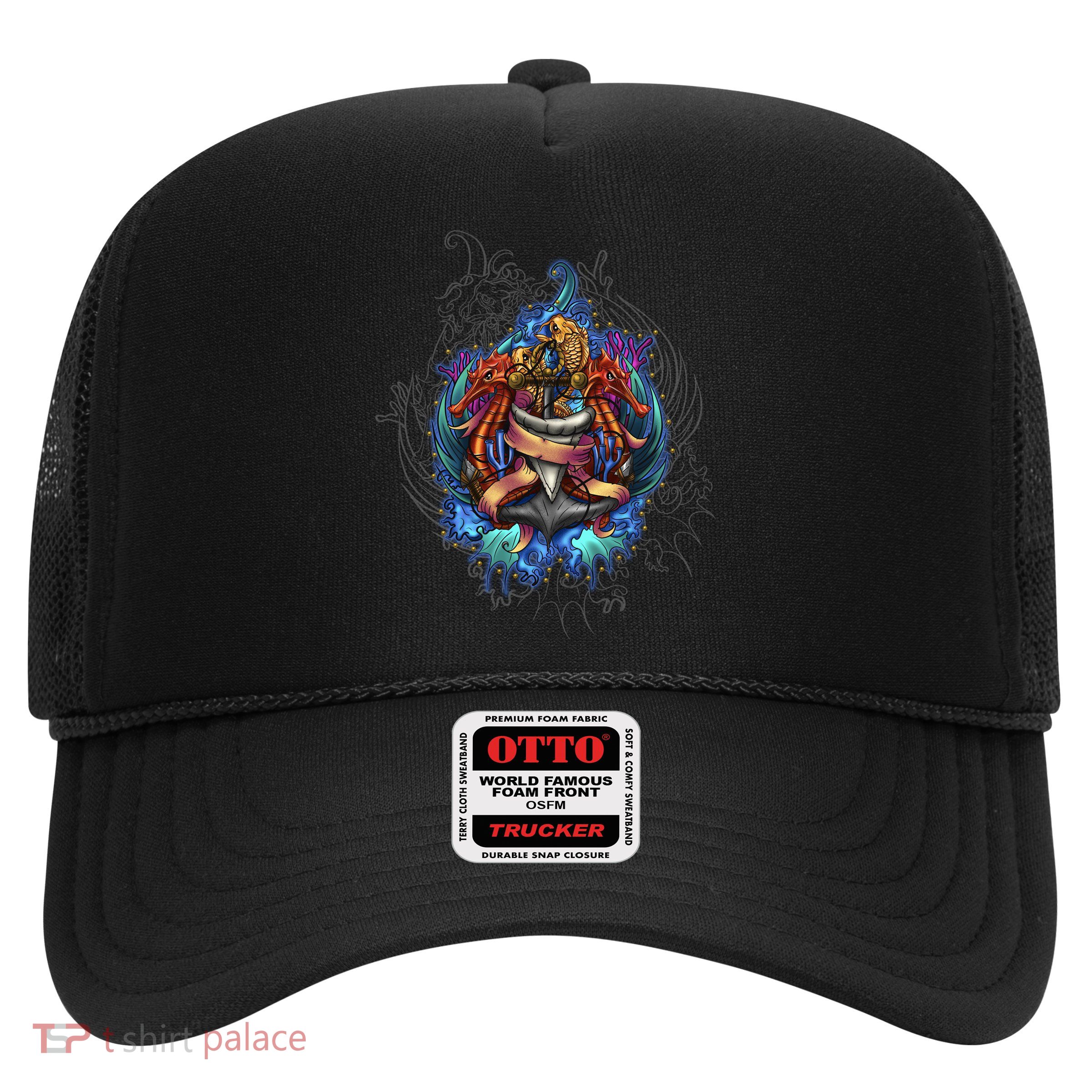 Seahorse Anchor Crest Trucker Hat