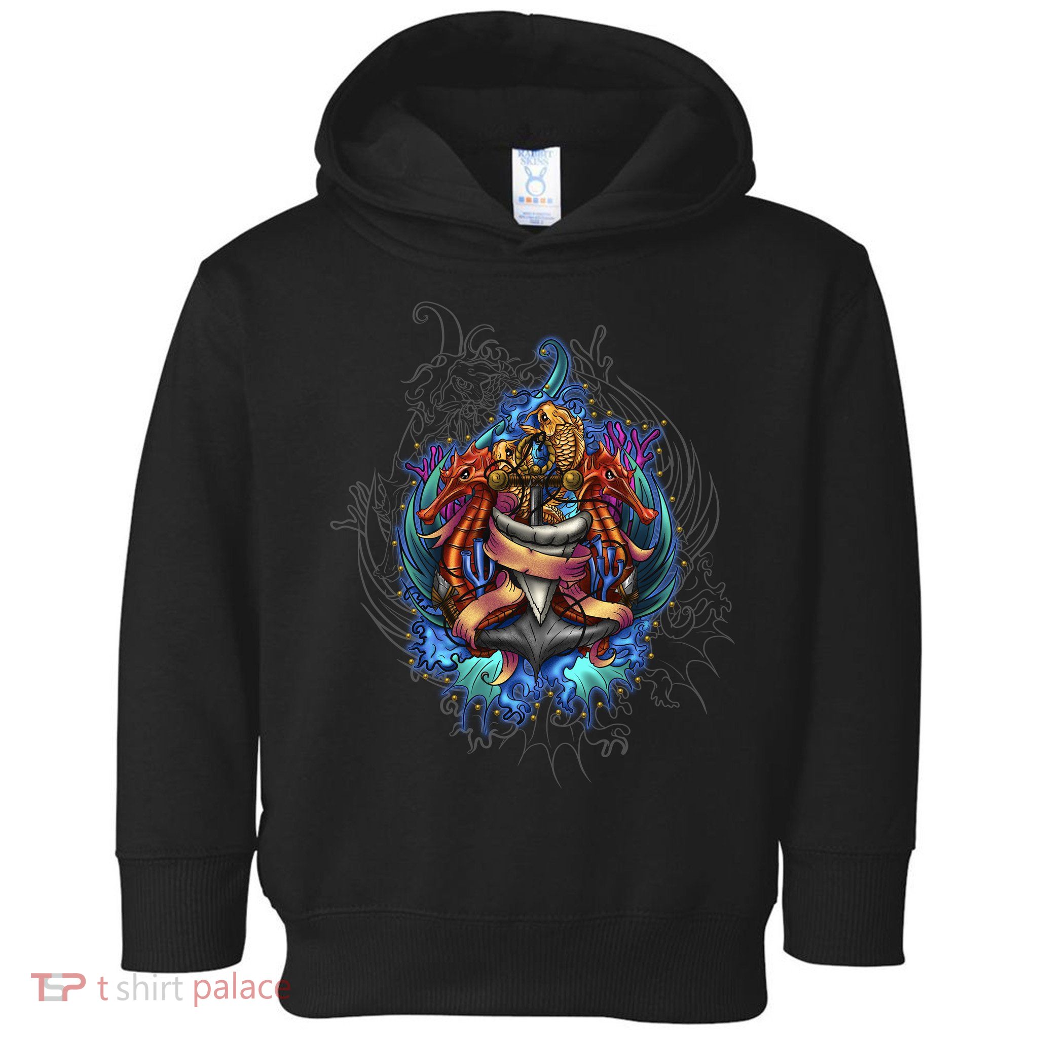 Seahorse Anchor Crest Toddler Hoodie