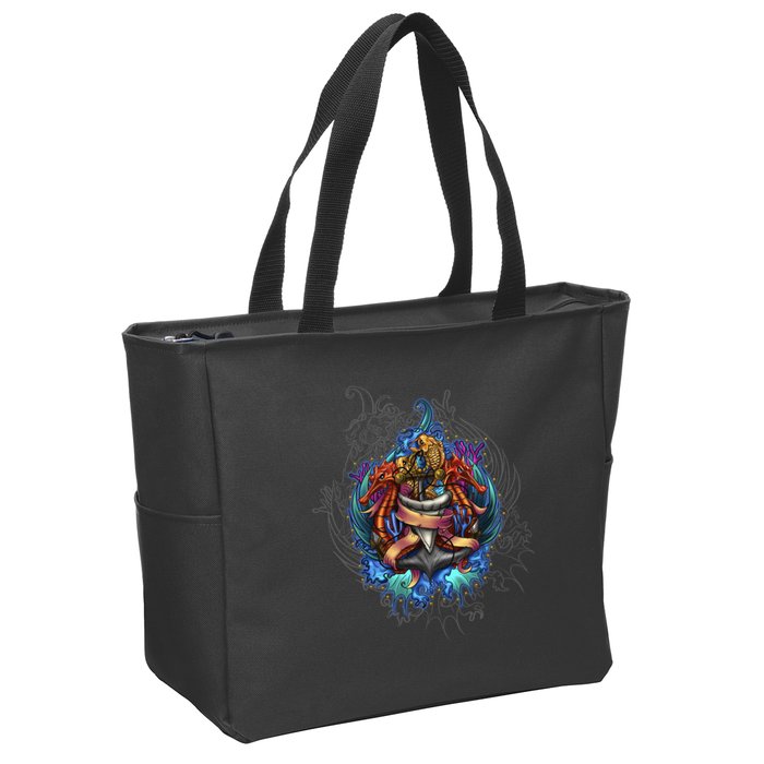 Seahorse Anchor Crest Zip Tote Bag