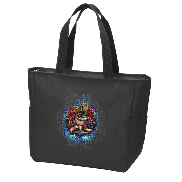 Seahorse Anchor Crest Zip Tote Bag