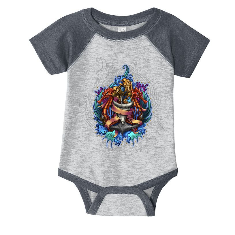 Seahorse Anchor Crest Infant Baby Jersey Bodysuit