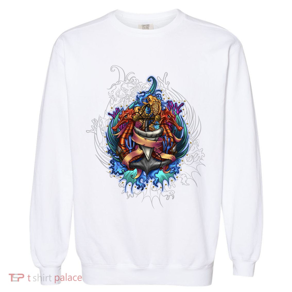 Seahorse Anchor Crest Garment-Dyed Sweatshirt
