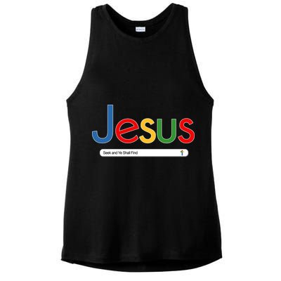 Search Jesus Seek And Ye Shall Find Ladies PosiCharge Tri-Blend Wicking Tank