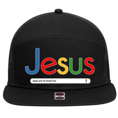 Search Jesus Seek And Ye Shall Find 7 Panel Mesh Trucker Snapback Hat