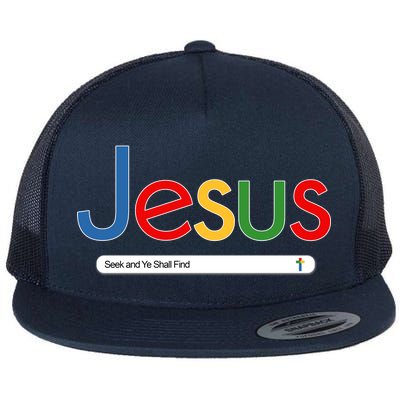 Search Jesus Seek And Ye Shall Find Flat Bill Trucker Hat