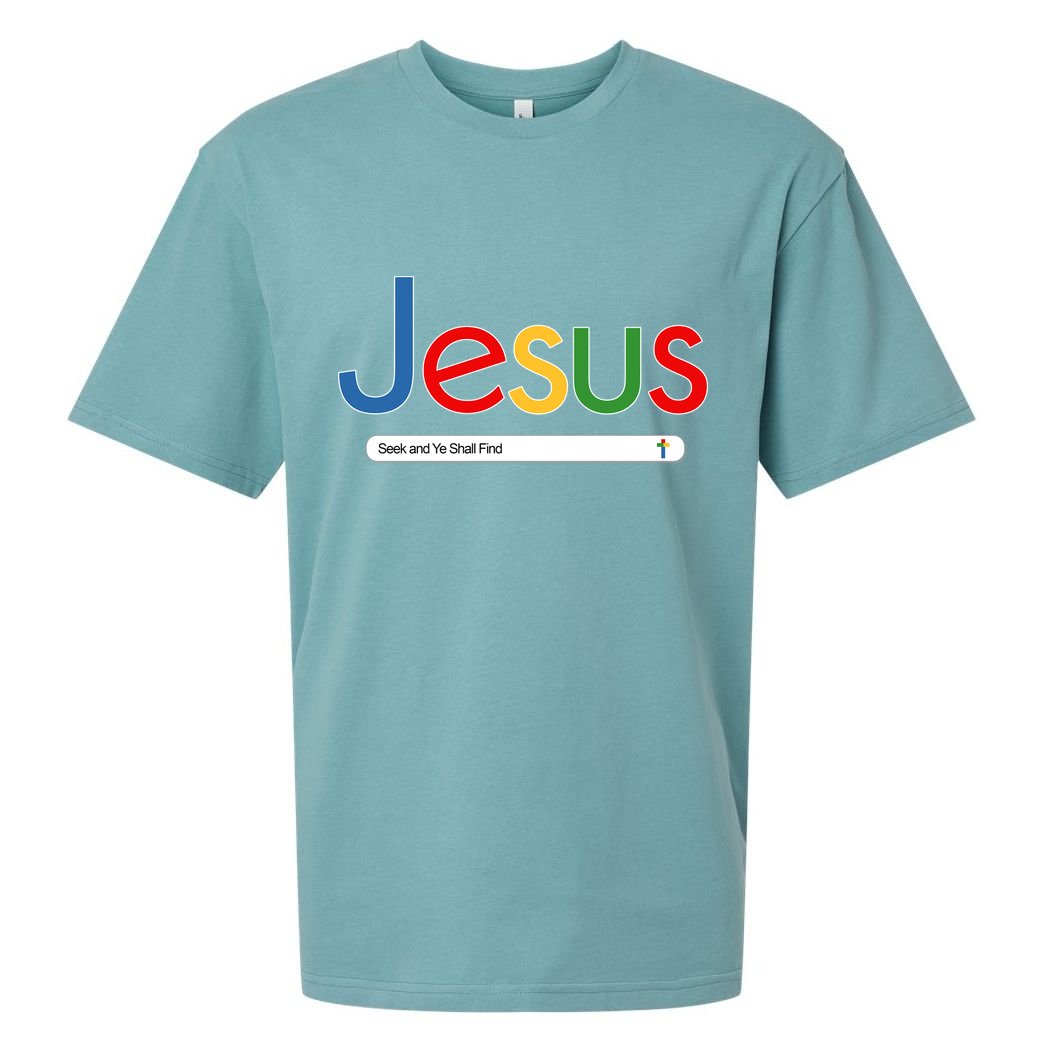 Search Jesus Seek And Ye Shall Find Sueded Cloud Jersey T-Shirt