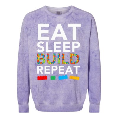 Sleep Eat Build Repeat Building Blocks Bricks Master Builder Colorblast Crewneck Sweatshirt