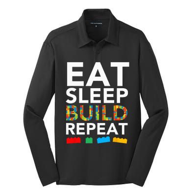 Sleep Eat Build Repeat Building Blocks Bricks Master Builder Silk Touch Performance Long Sleeve Polo