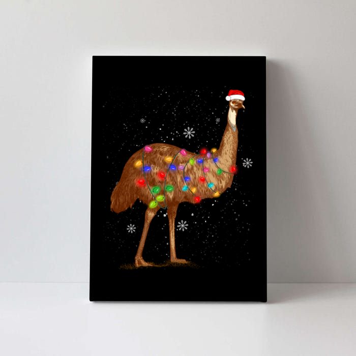 Santa Emu Bird With Christmas Lights Funny Xmas Celebration Canvas