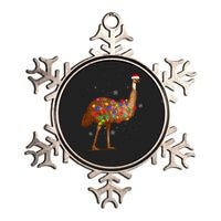 Santa Emu Bird With Christmas Lights Funny Xmas Celebration Metallic Star Ornament