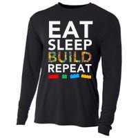 Sleep Eat Build Repeat Building Blocks Bricks Master Builder Cooling Performance Long Sleeve Crew