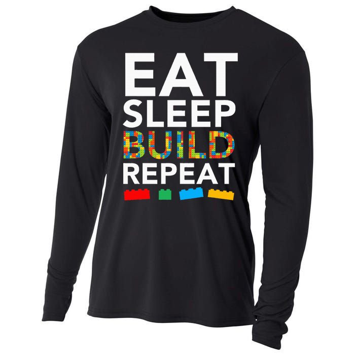 Sleep Eat Build Repeat Building Blocks Bricks Master Builder Cooling Performance Long Sleeve Crew