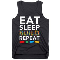 Sleep Eat Build Repeat Building Blocks Bricks Master Builder Tank Top