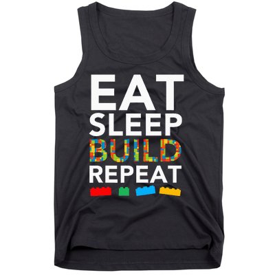 Sleep Eat Build Repeat Building Blocks Bricks Master Builder Tank Top