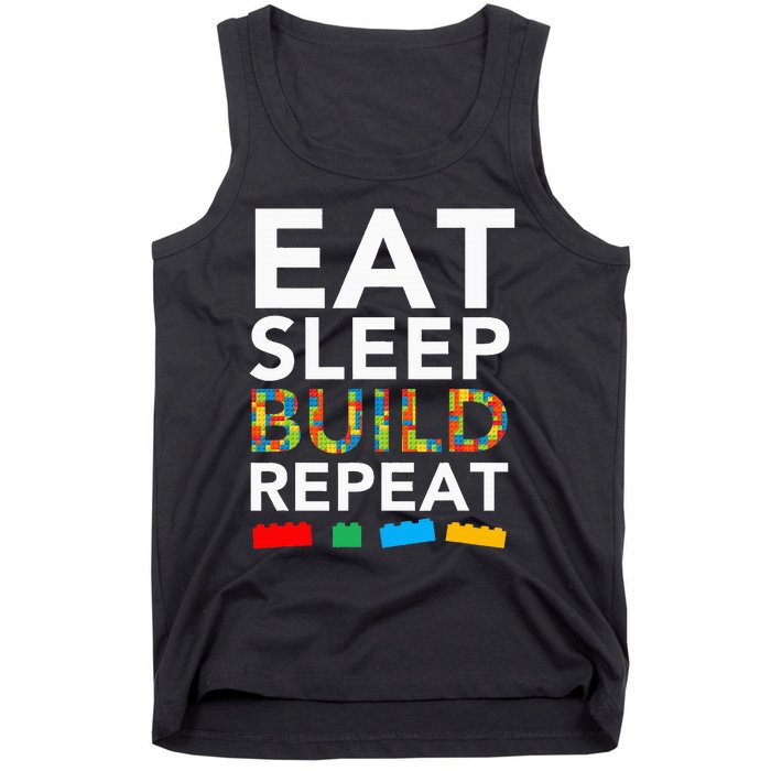 Sleep Eat Build Repeat Building Blocks Bricks Master Builder Tank Top