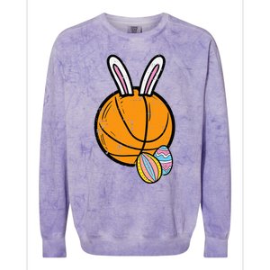 Sports Easter Baskets Basketball Bunny Rabbit Bball Coach Colorblast Crewneck Sweatshirt