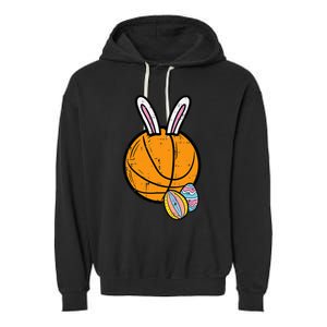 Sports Easter Baskets Basketball Bunny Rabbit Bball Coach Garment-Dyed Fleece Hoodie