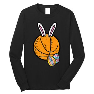 Sports Easter Baskets Basketball Bunny Rabbit Bball Coach Long Sleeve Shirt