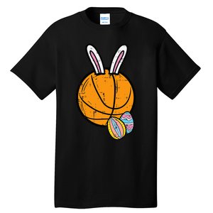 Sports Easter Baskets Basketball Bunny Rabbit Bball Coach Tall T-Shirt