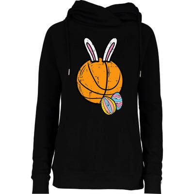 Sports Easter Baskets Basketball Bunny Rabbit Bball Coach Womens Funnel Neck Pullover Hood