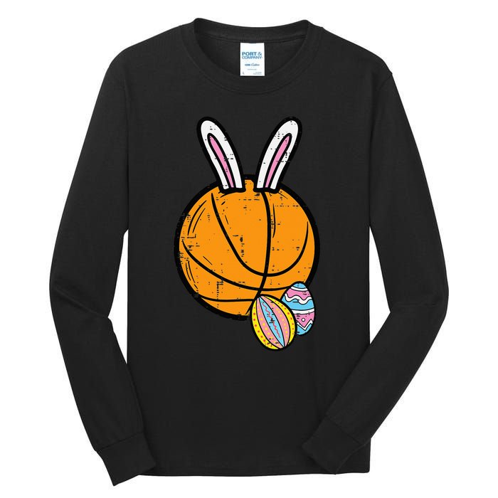 Sports Easter Baskets Basketball Bunny Rabbit Bball Coach Tall Long Sleeve T-Shirt