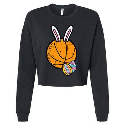 Sports Easter Baskets Basketball Bunny Rabbit Bball Coach Cropped Pullover Crew