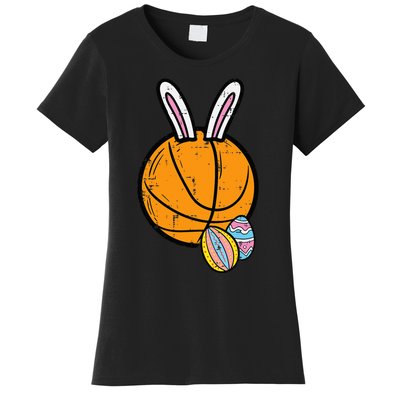 Sports Easter Baskets Basketball Bunny Rabbit Bball Coach Women's T-Shirt