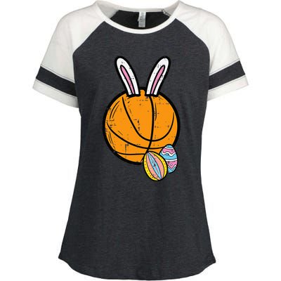 Sports Easter Baskets Basketball Bunny Rabbit Bball Coach Enza Ladies Jersey Colorblock Tee