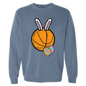 Sports Easter Baskets Basketball Bunny Rabbit Bball Coach Garment-Dyed Sweatshirt